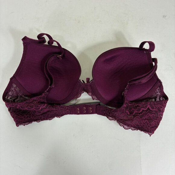 VTG Y2K Victorias Secret Dream Angels Push-Up Bra Burgundy Lace Sz 34B Coquette - Picture 4 of 7